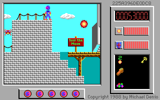 Screenshot of Comic standing on top of the white brick hill near the rocket in lake2, having the Boots.