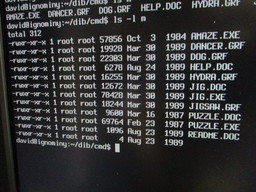 File listing of the disk #454 PC-Jigsaw, with dates going back to Oct 3 1984.