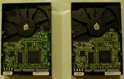 The backs of two drives side by side
