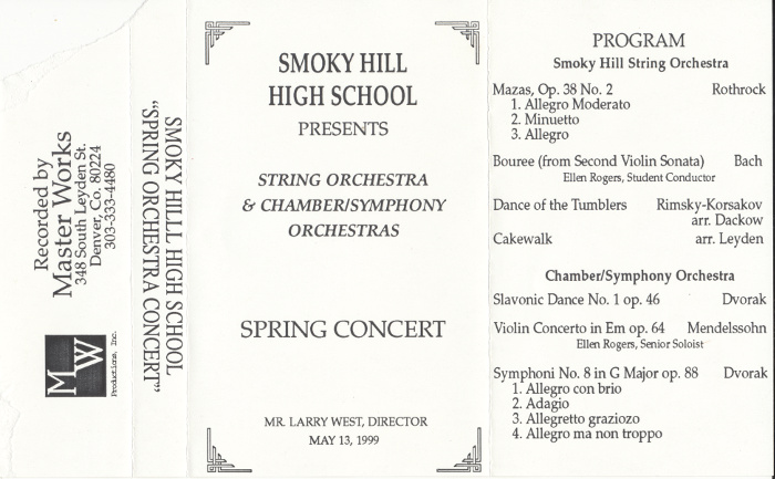Scan of the label of the cassette tape containing the recordings.